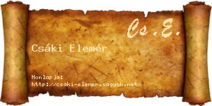 Csáki Elemér névjegykártya